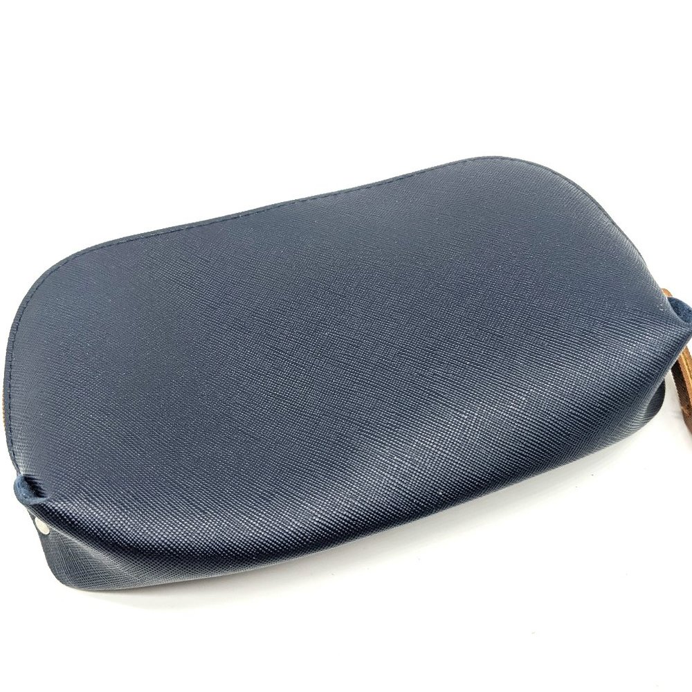 Navy Faux Leather Cosmetic Bag